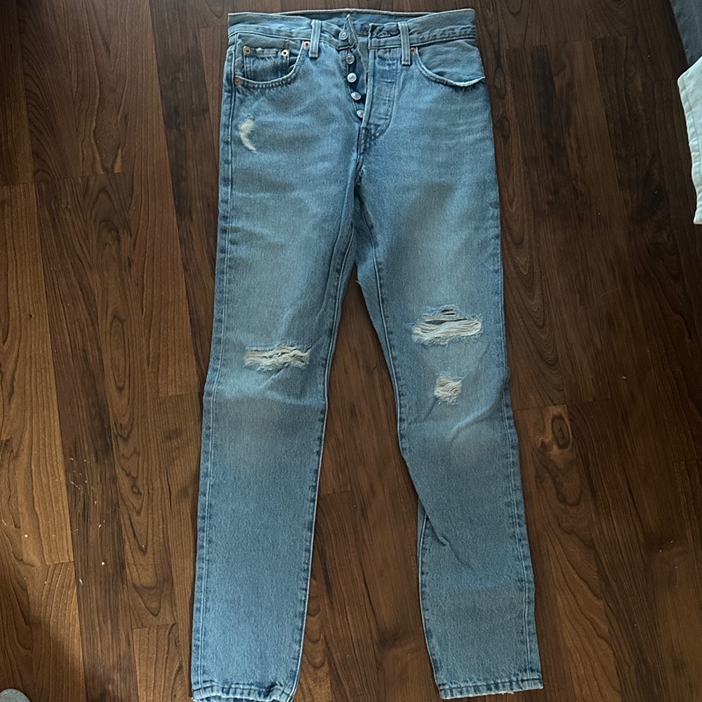 Levi’s 501 Women’s Distressed Blue Denim Jeans